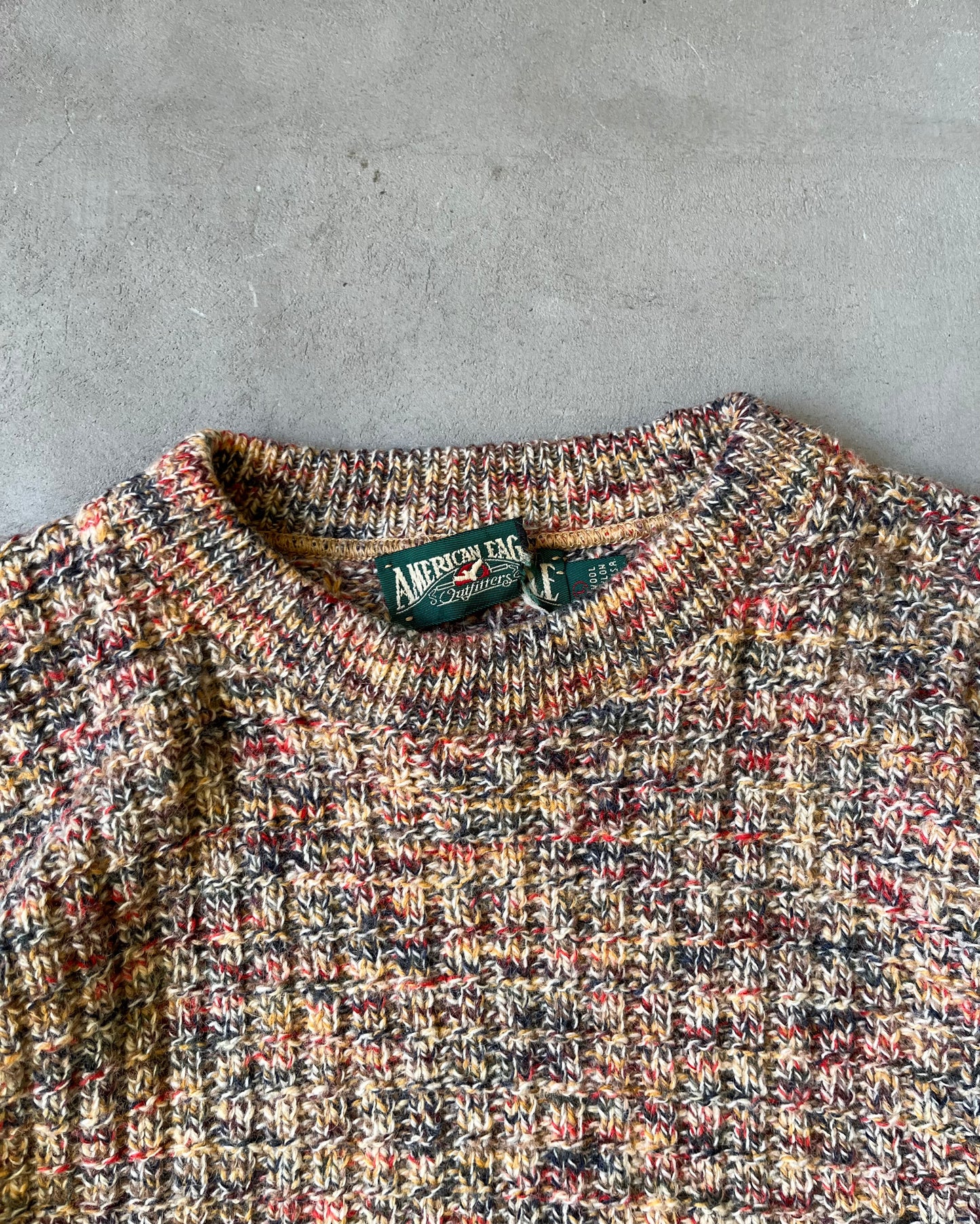 1990s - Oatmeal/Multi American Eagle Fisherman Sweater - L