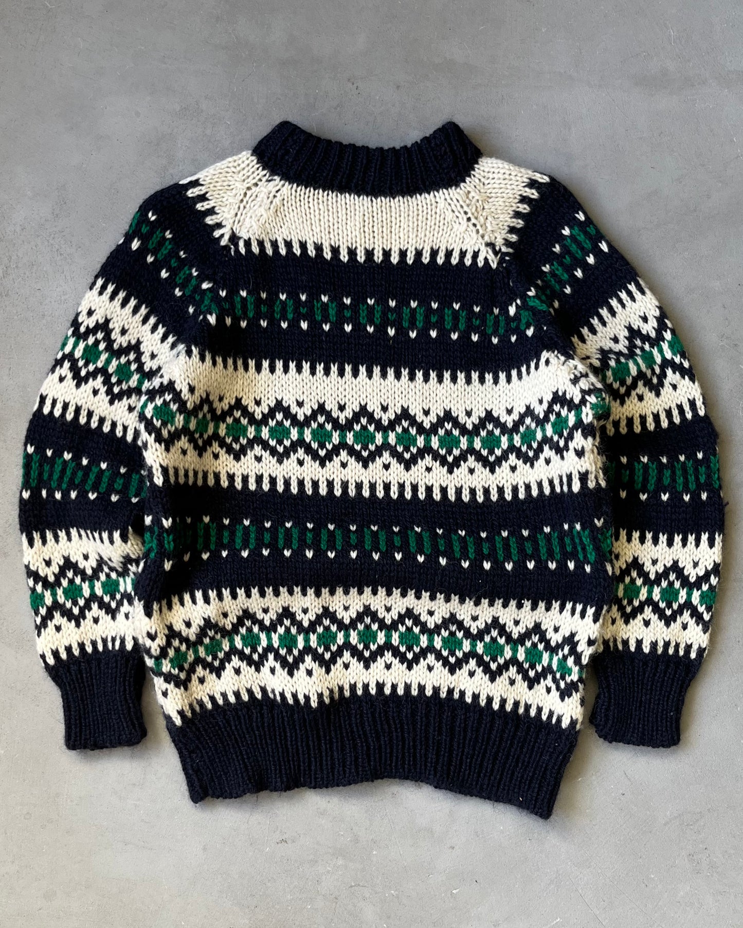1970s - Navy/Cream Fair Isle Sweater - M