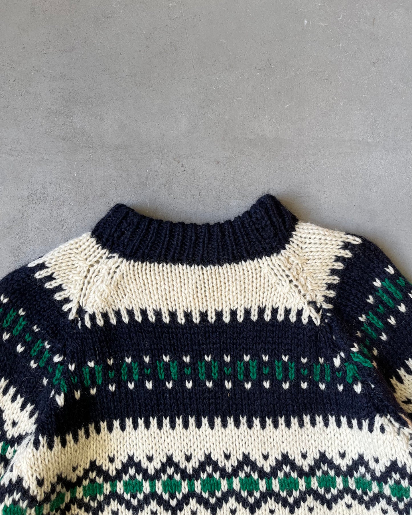 1970s - Navy/Cream Fair Isle Sweater - M