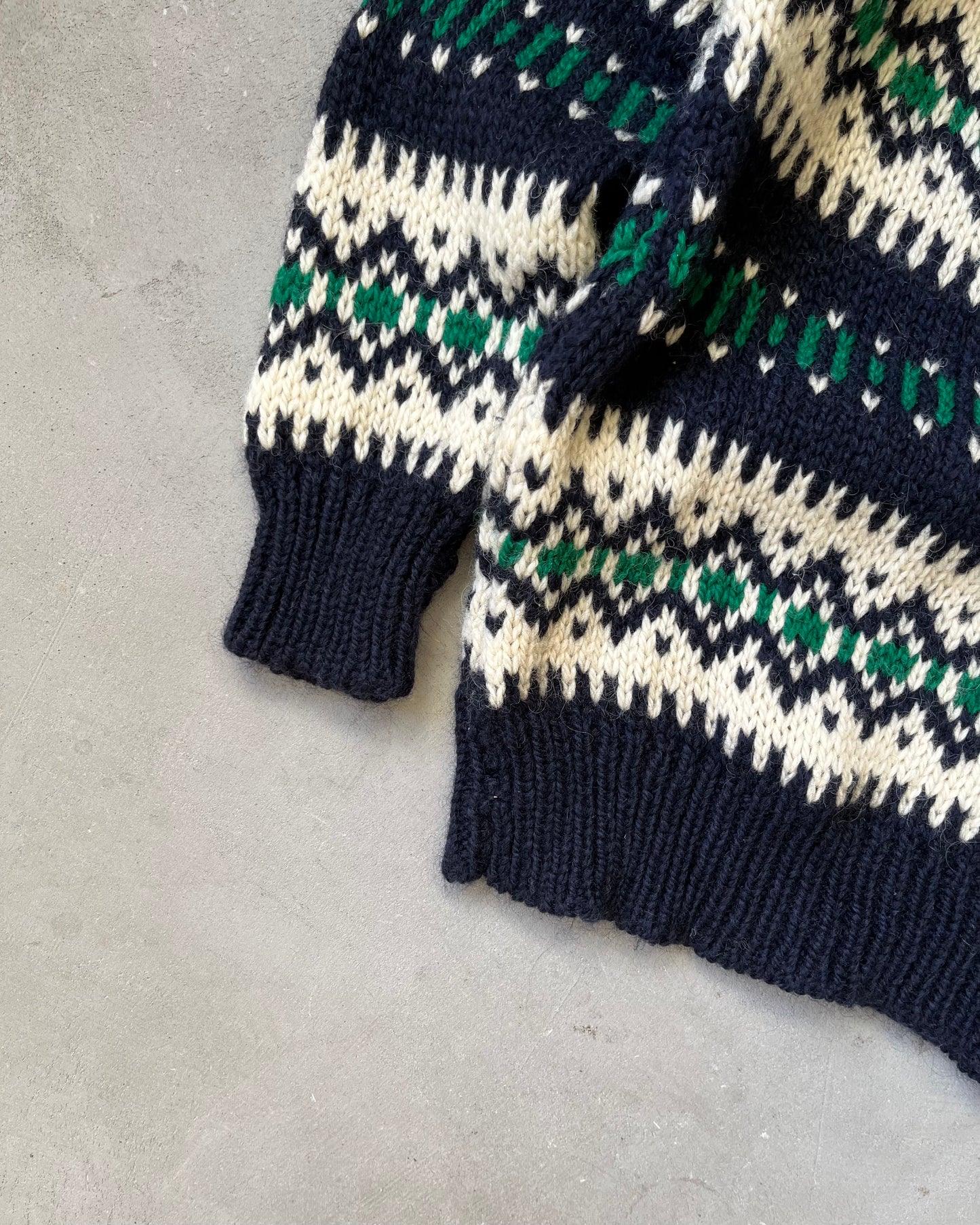 1970s - Navy/Cream Fair Isle Sweater - M