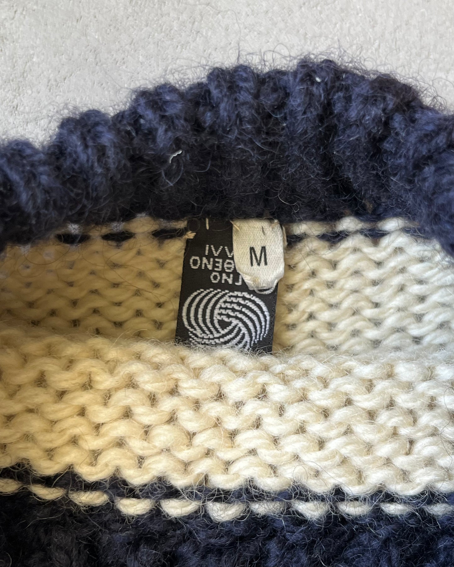 1970s - Navy/Cream Fair Isle Sweater - M