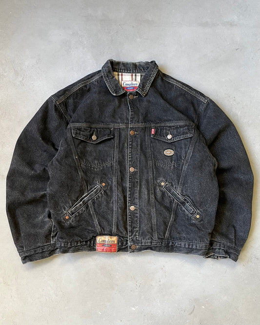 1990s - Black Euro Denim Jacket - XL