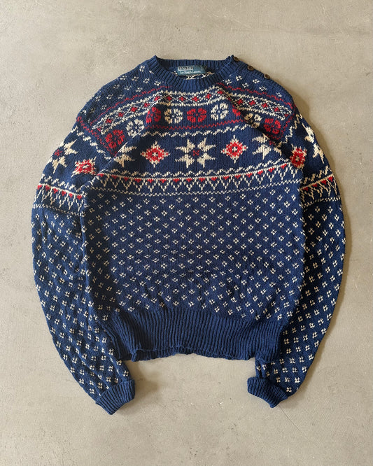 2000s - Navy Polo RL Nordic Sweater - L