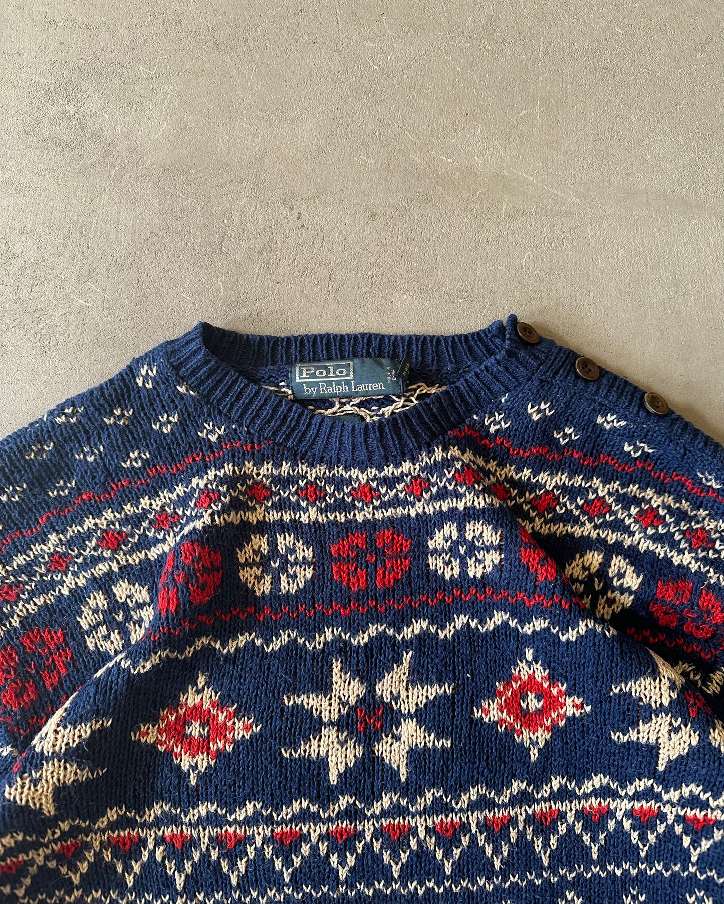 2000s - Navy Polo RL Nordic Sweater - L