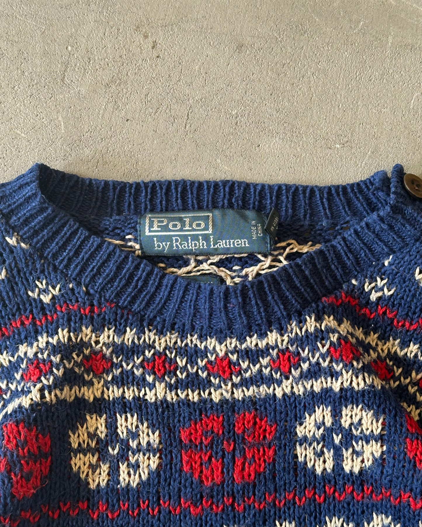 2000s - Navy Polo RL Nordic Sweater - L