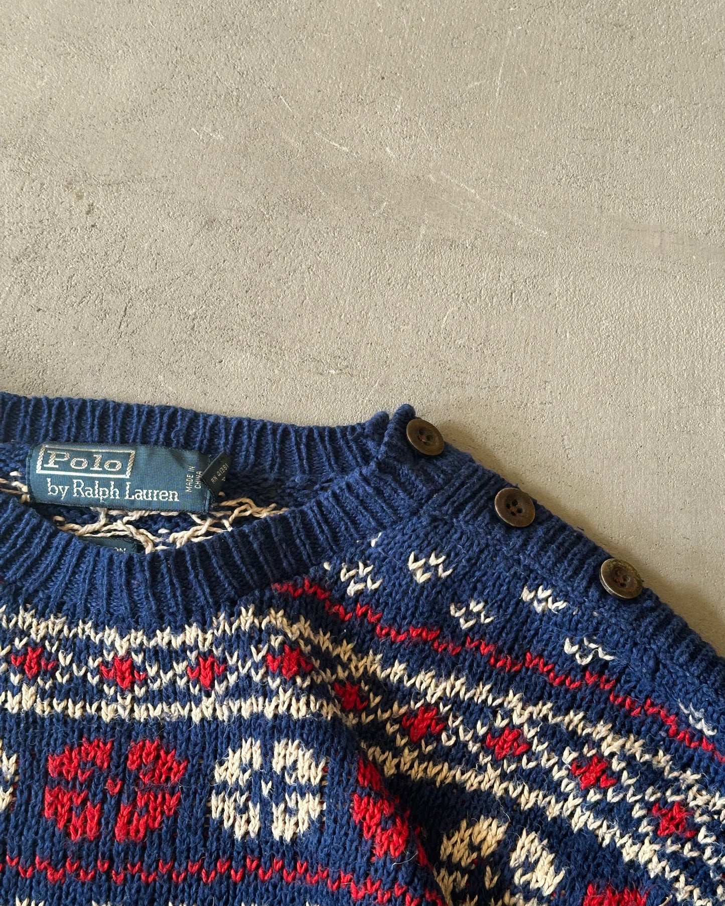 2000s - Navy Polo RL Nordic Sweater - L