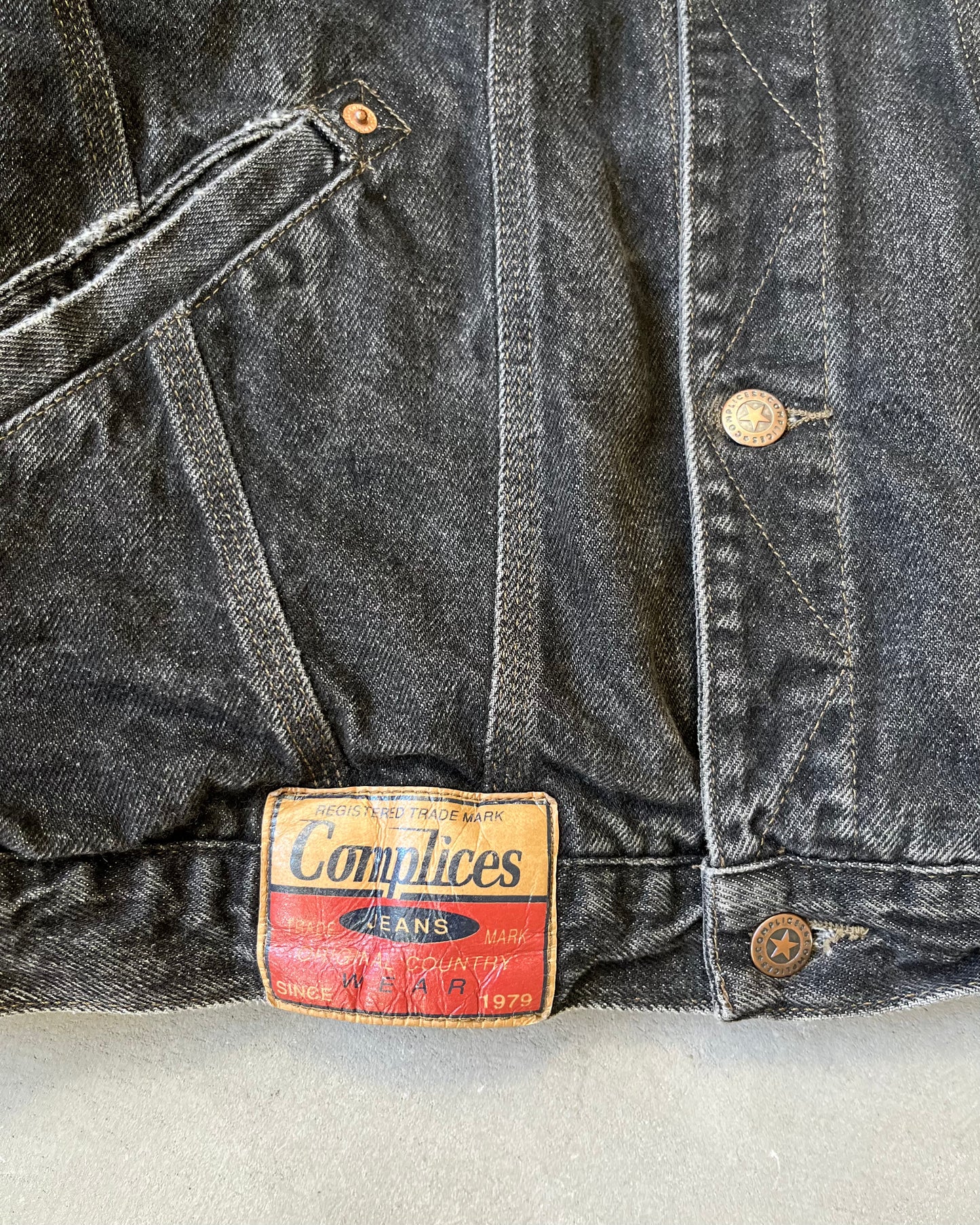 1990s - Black Euro Denim Jacket - XL