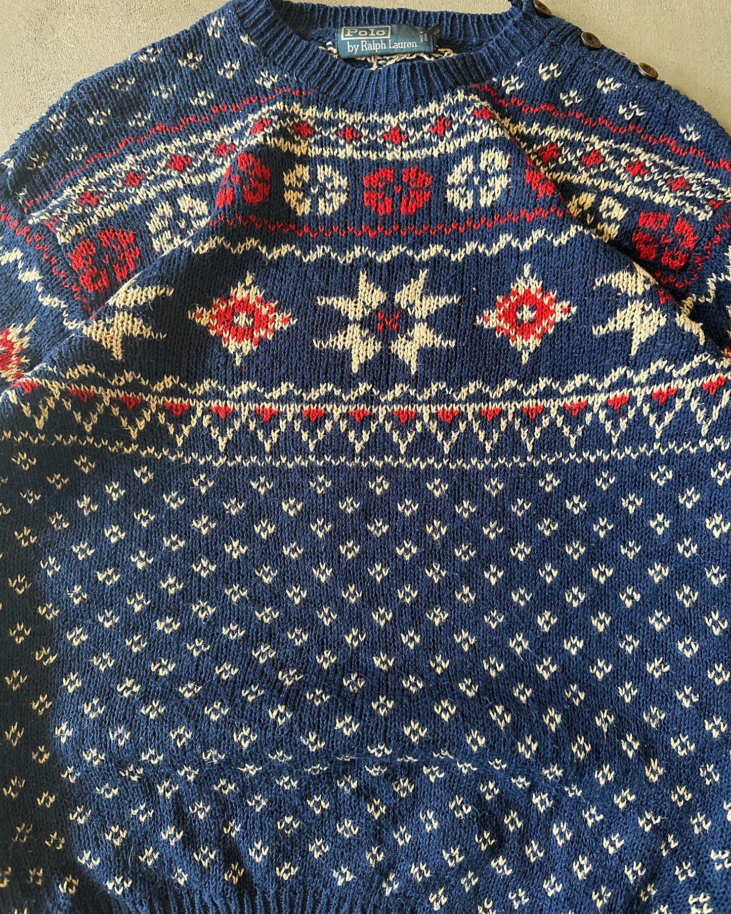 2000s - Navy Polo RL Nordic Sweater - L