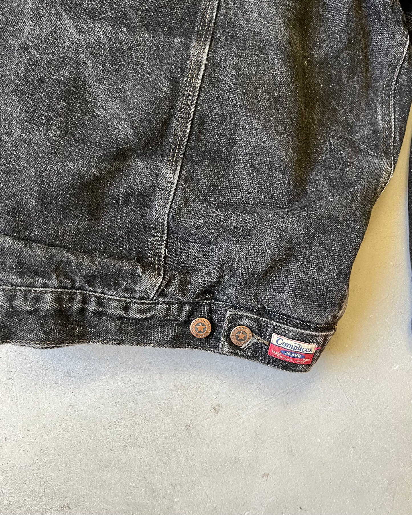 1990s - Black Euro Denim Jacket - XL
