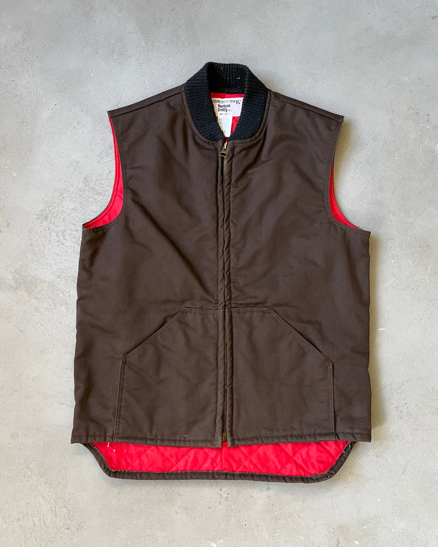 1980s - Brown Work Vest - M
