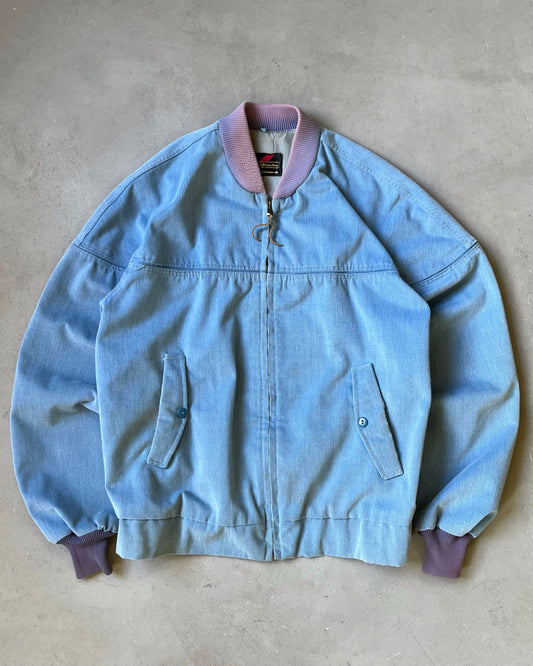 1970s - Faded Blue Bomber Jacket - S