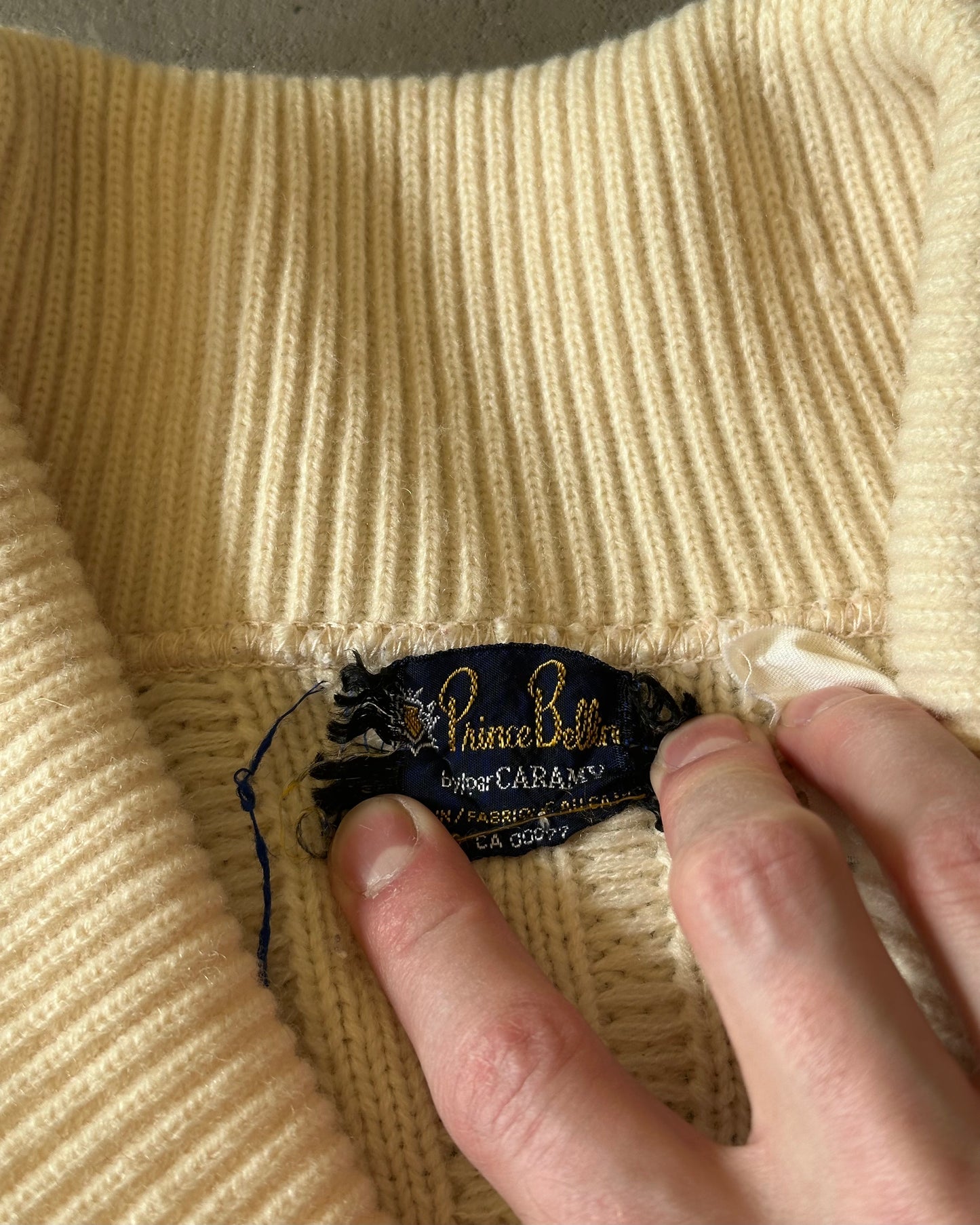 1970s - Cream Prince Bellin Hockey Cardigan - M