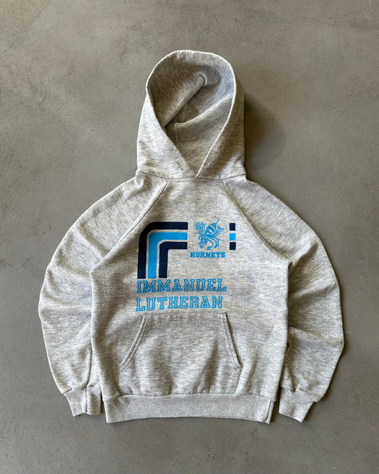 1970s - Athletic Grey Immanuel Lutheran Hornets Hoodie - XS