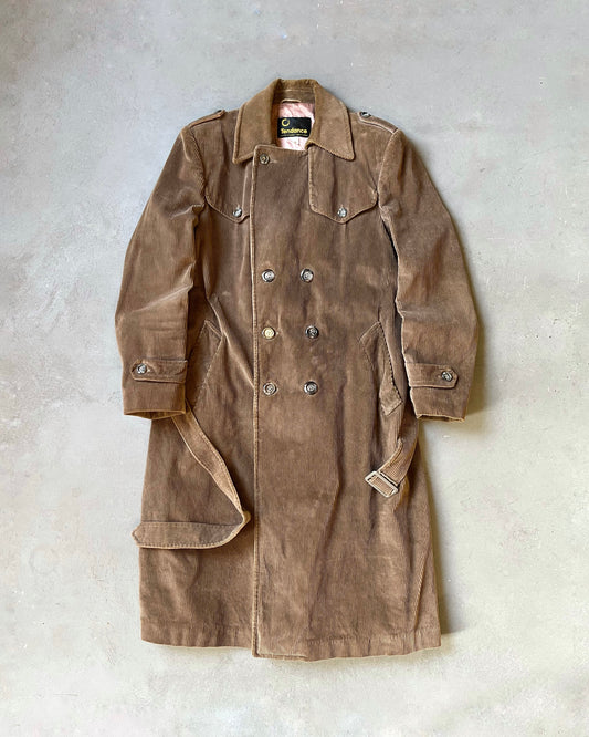 1970s - Brown Corduroy Trench Coat - L