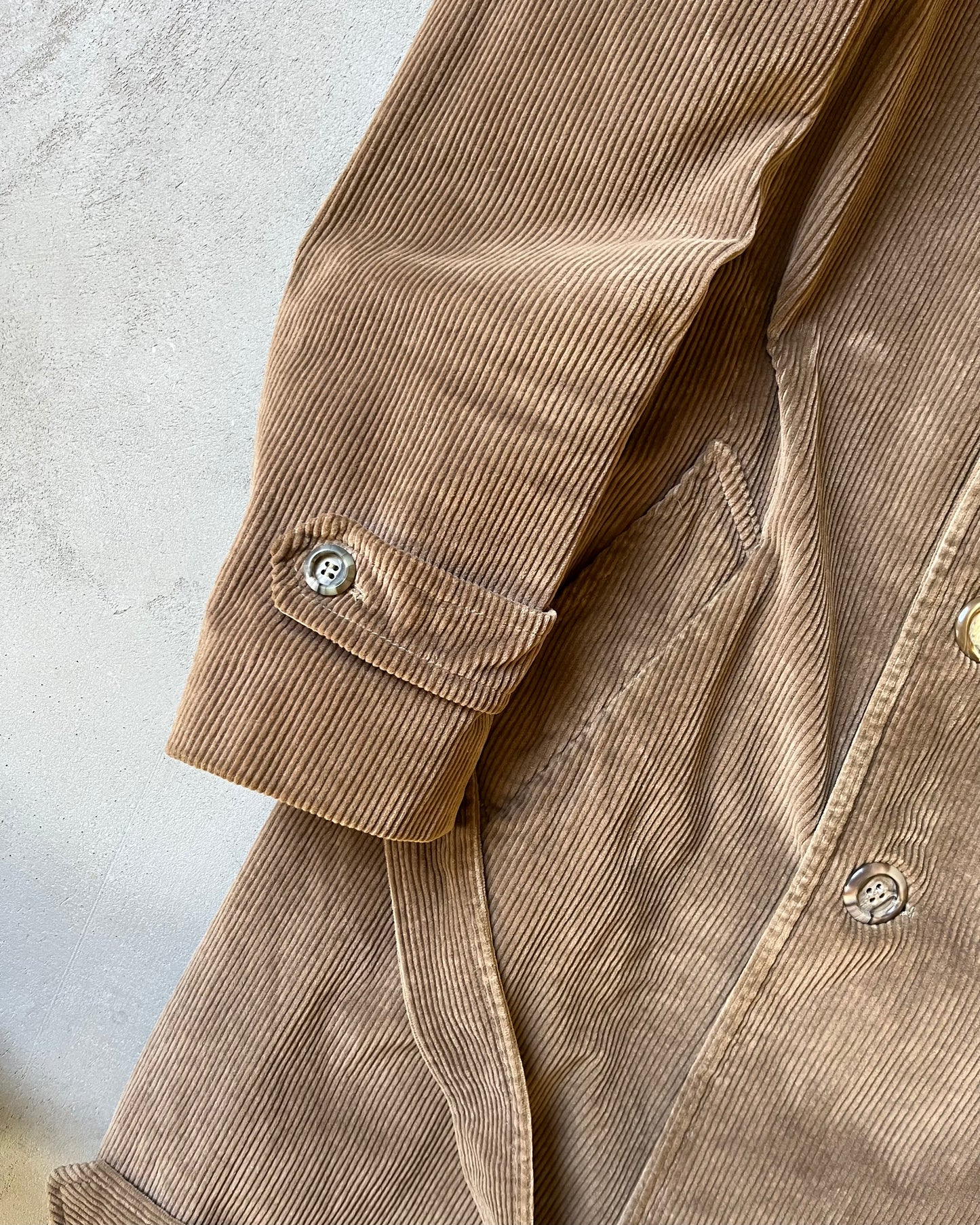 1970s - Brown Corduroy Trench Coat - L