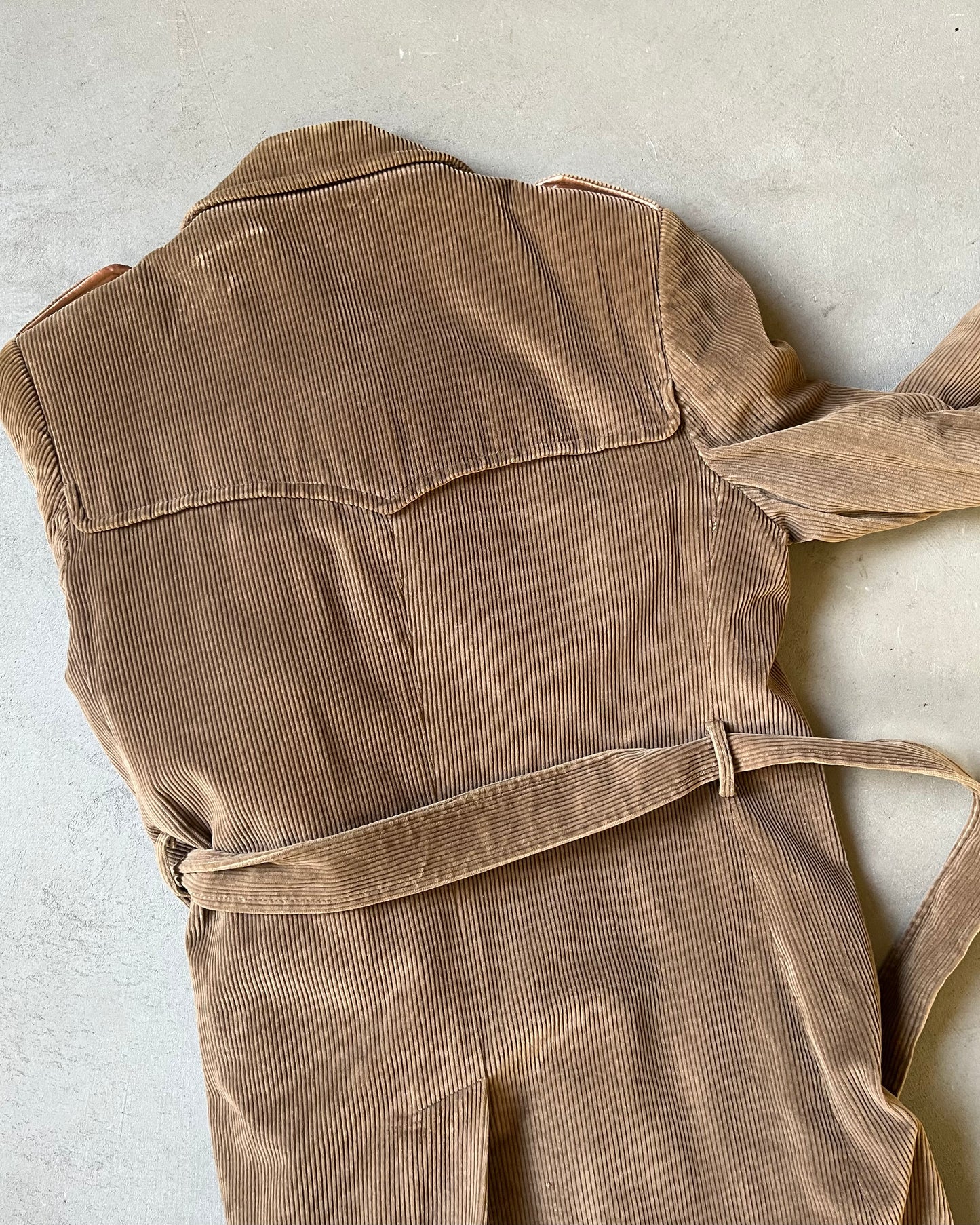1970s - Brown Corduroy Trench Coat - L