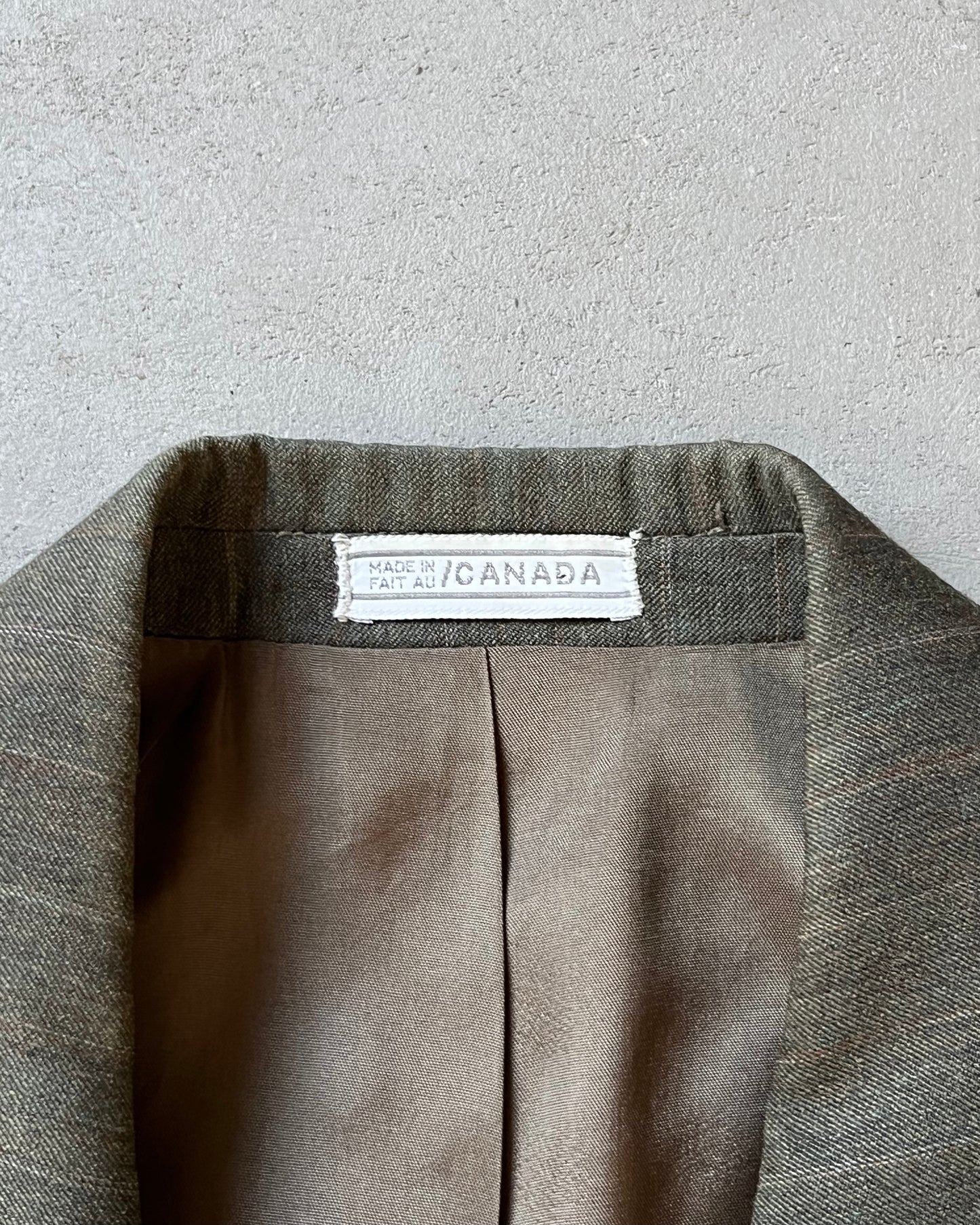 1990s - Green Pinstripe Double Breasted Wool Blazer - 40(Short)