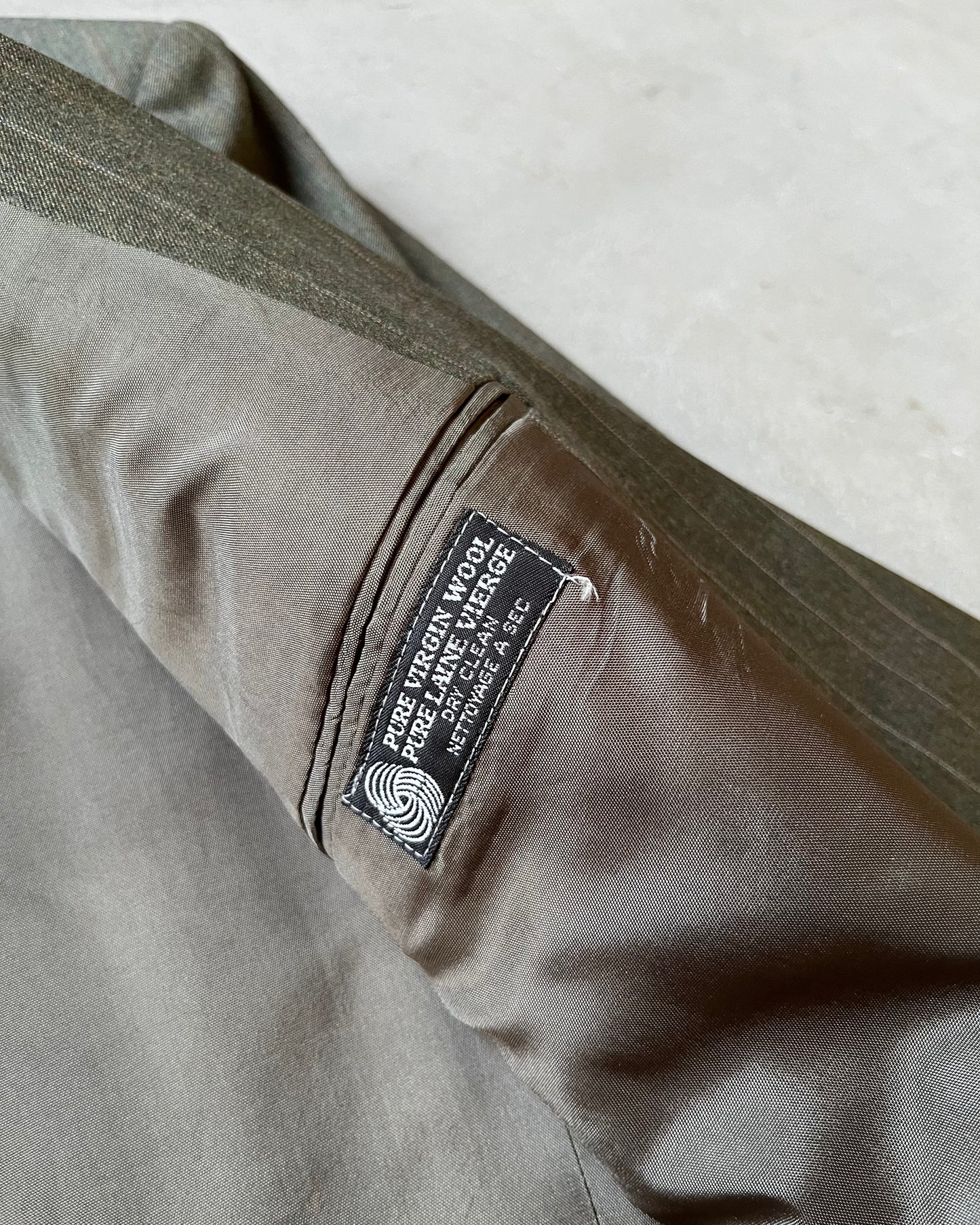 1990s - Green Pinstripe Double Breasted Wool Blazer - 40(Short)