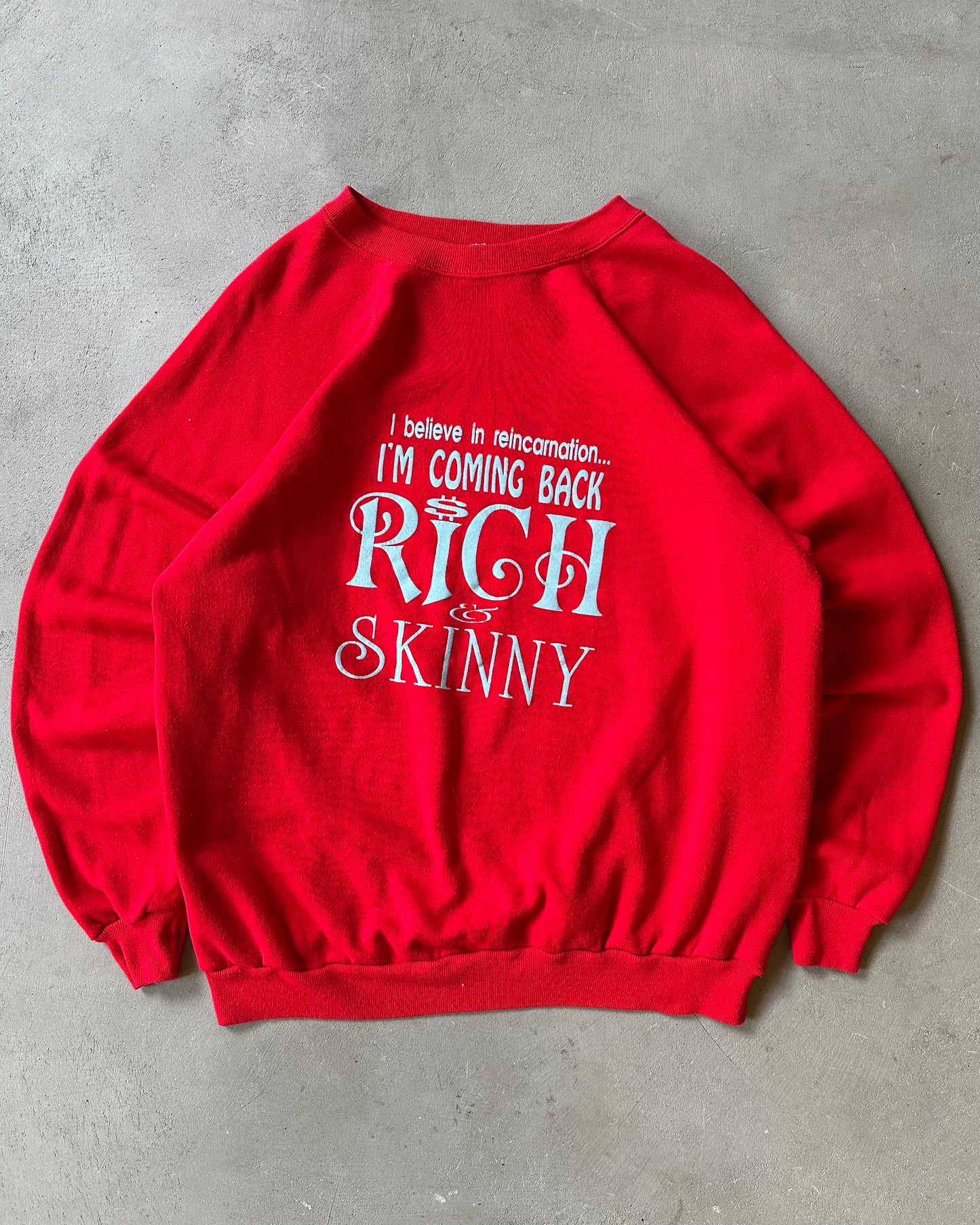 1980s - Red Rich & Skinny Crewneck - XL