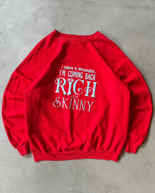 1980s - Red Rich & Skinny Crewneck - XL