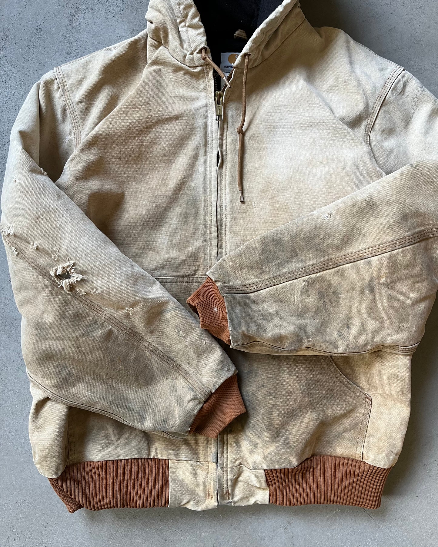 1990s - Distressed Carhartt Hooded Jacket - XL