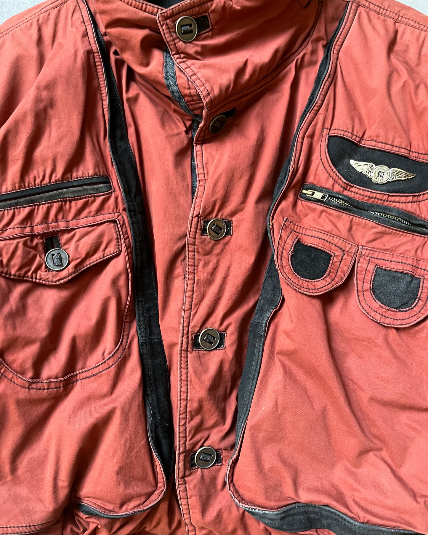 1990s - Orange Euro Utility Cropped Jacket - L/XL