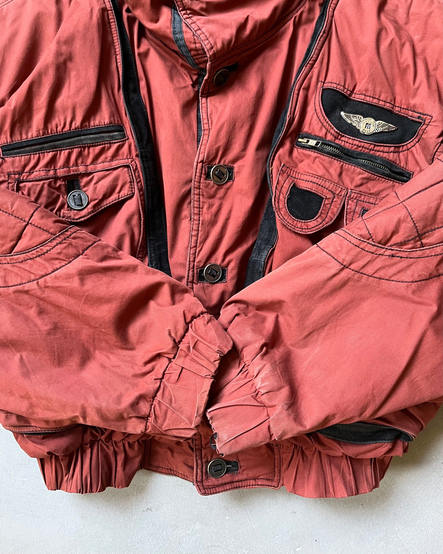 1990s - Orange Euro Utility Cropped Jacket - L/XL