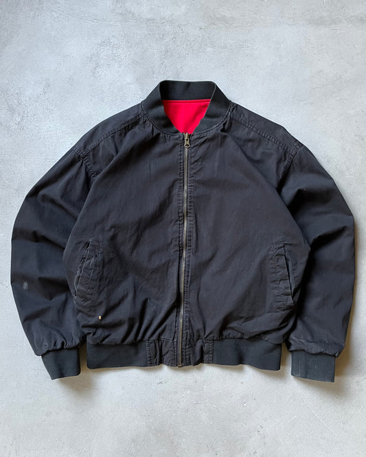 1990s - Black/Red Marlboro Reversible Bomber Jacket - S