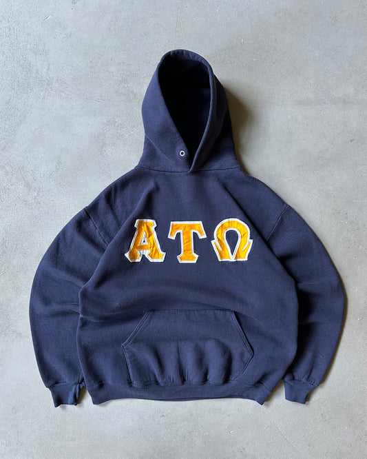 1980s - Navy Frat Hoodie - L