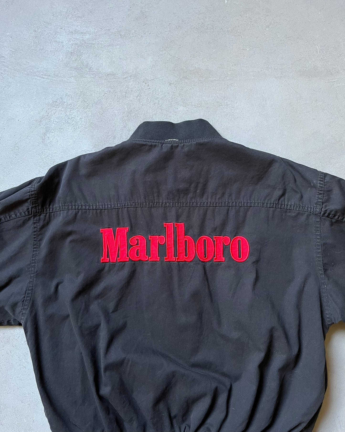 1990s - Black/Red Marlboro Reversible Bomber Jacket - S