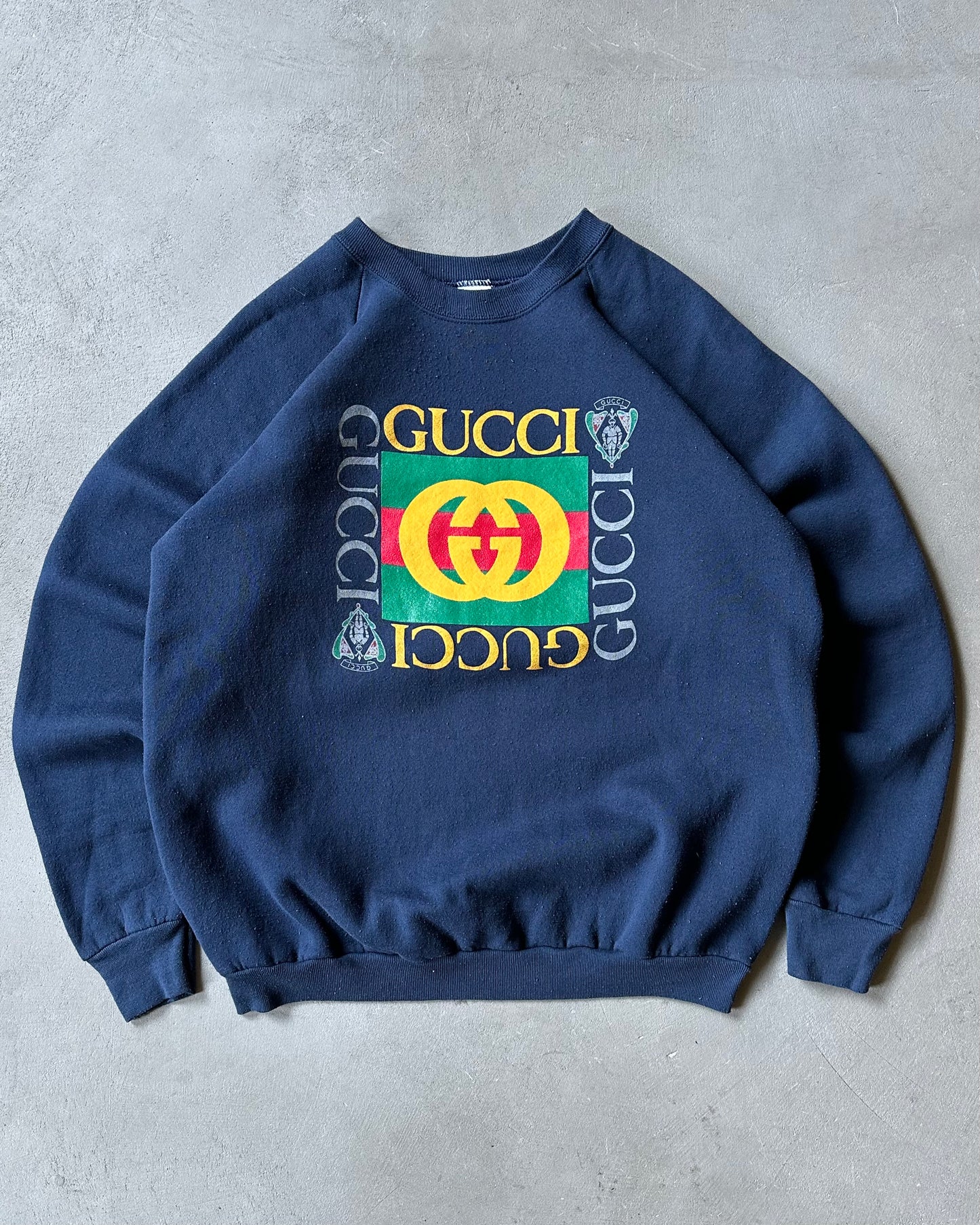 1990s - Navy Gucci Bootleg Crewneck - L