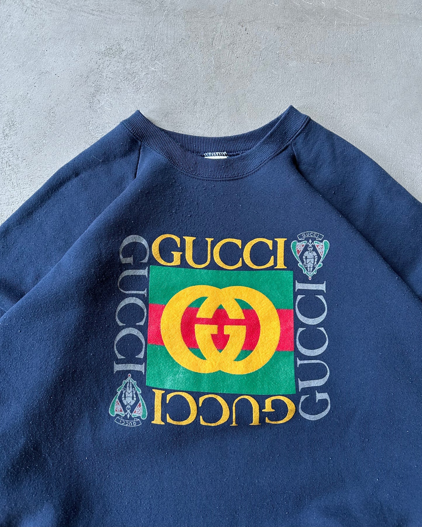 1990s - Navy Gucci Bootleg Crewneck - L