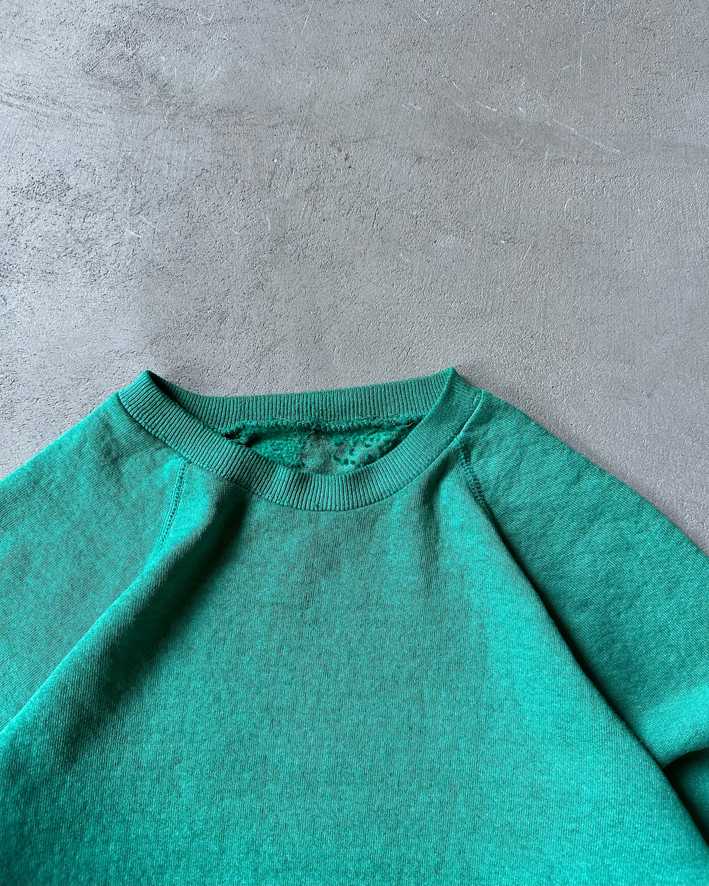 1970s - Distressed Teal Crewneck - S/M