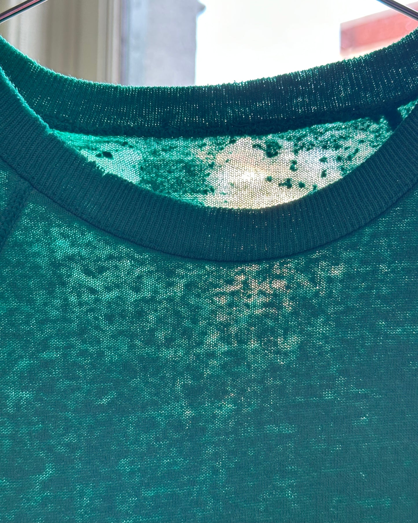 1970s - Distressed Teal Crewneck - S/M