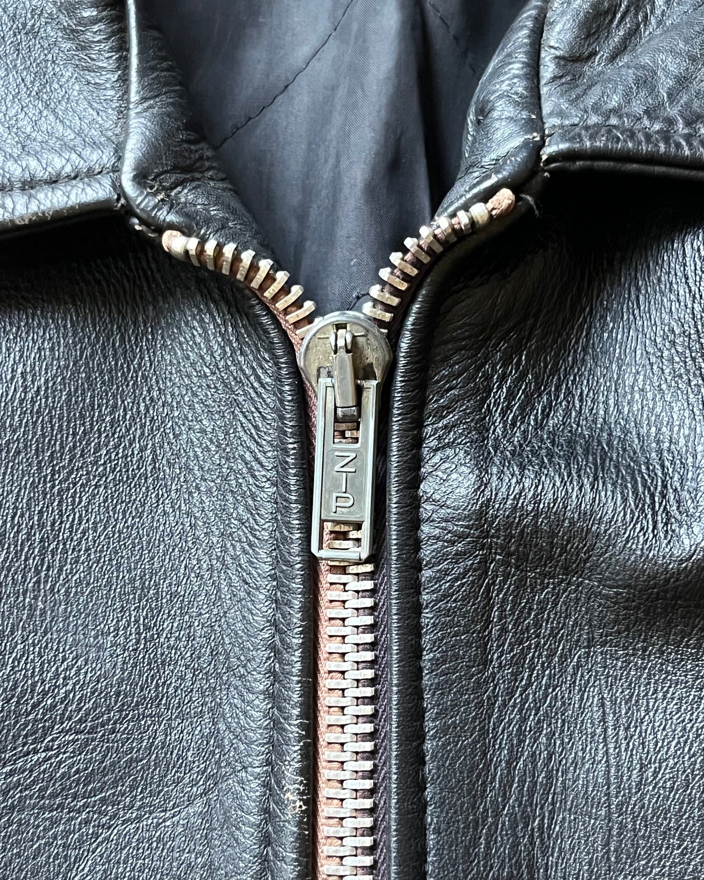 1980s - Black Motorcycle Leather Jacket - L