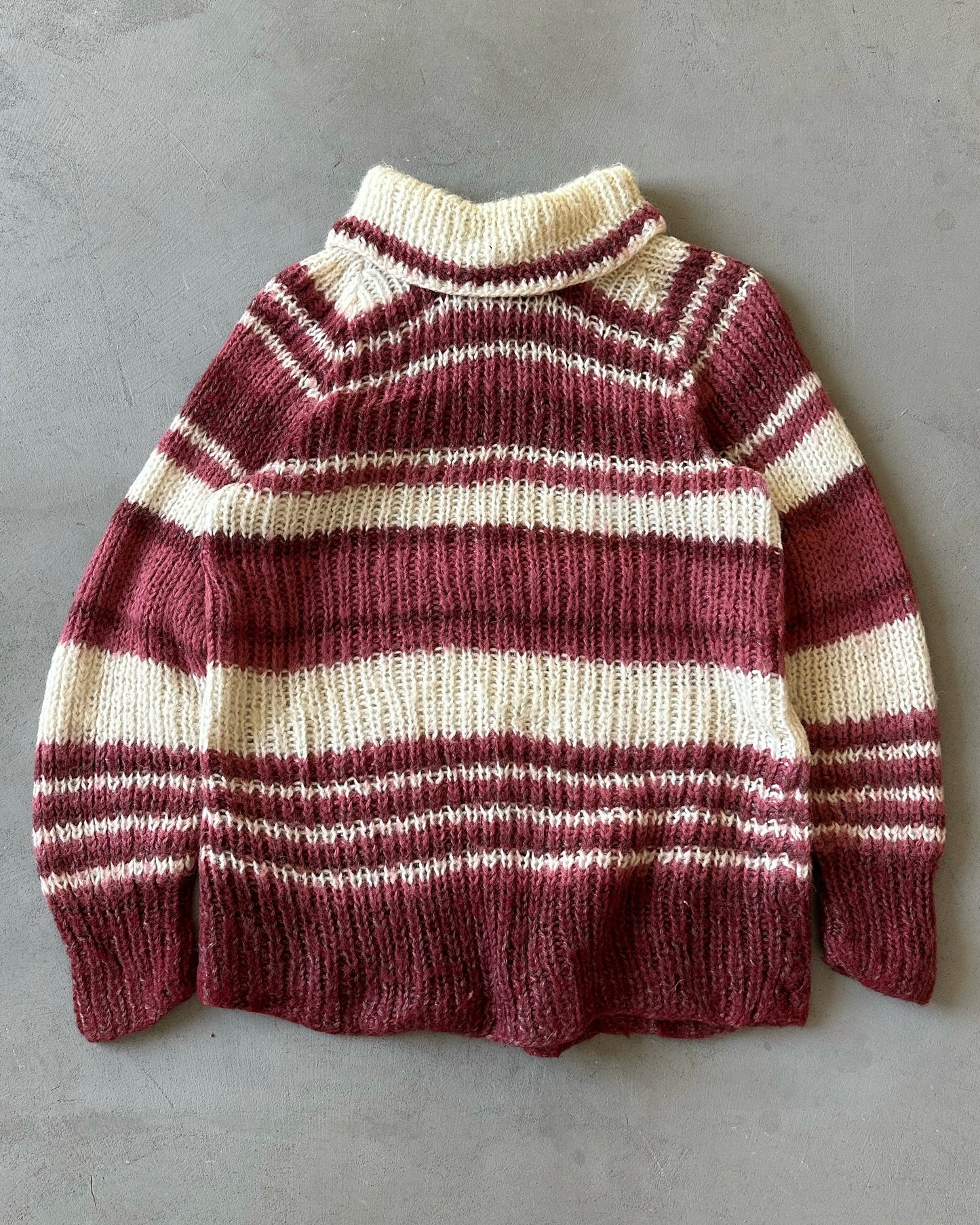 1980s - Pink/White Striped Turtleneck Long Sweater - (W)L