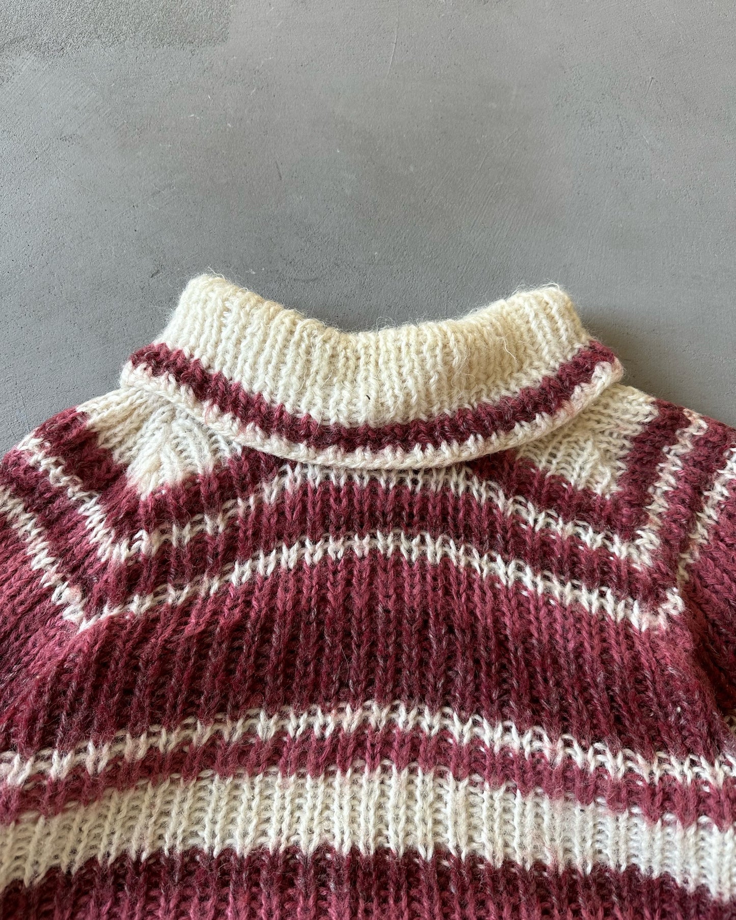 1980s - Pink/White Striped Turtleneck Long Sweater - (W)L