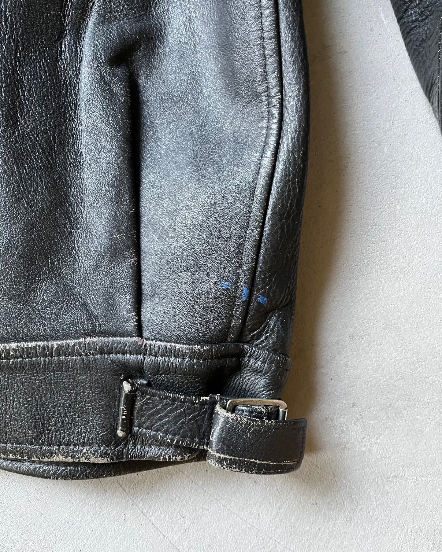 1980s - Black Motorcycle Leather Jacket - L