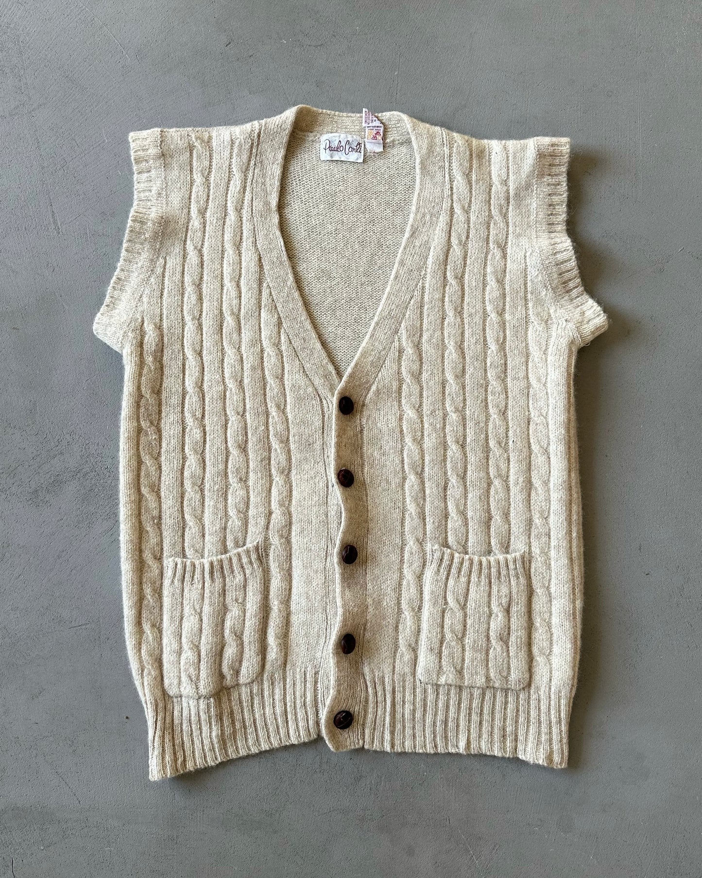 1990s - Cream Wool Sweater Vest - (W)L