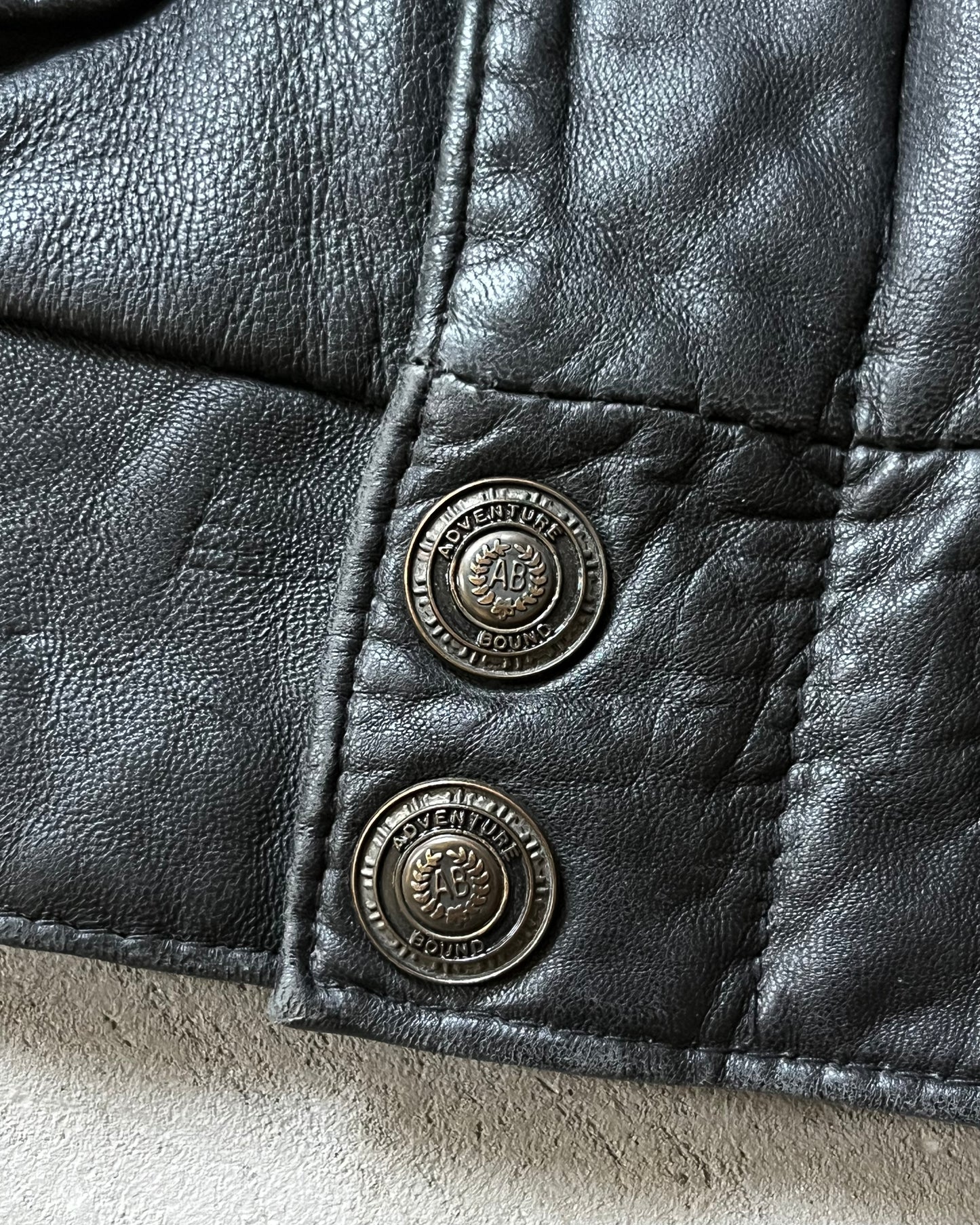 1990s - Black Aviator Leather Jacket - L/XL