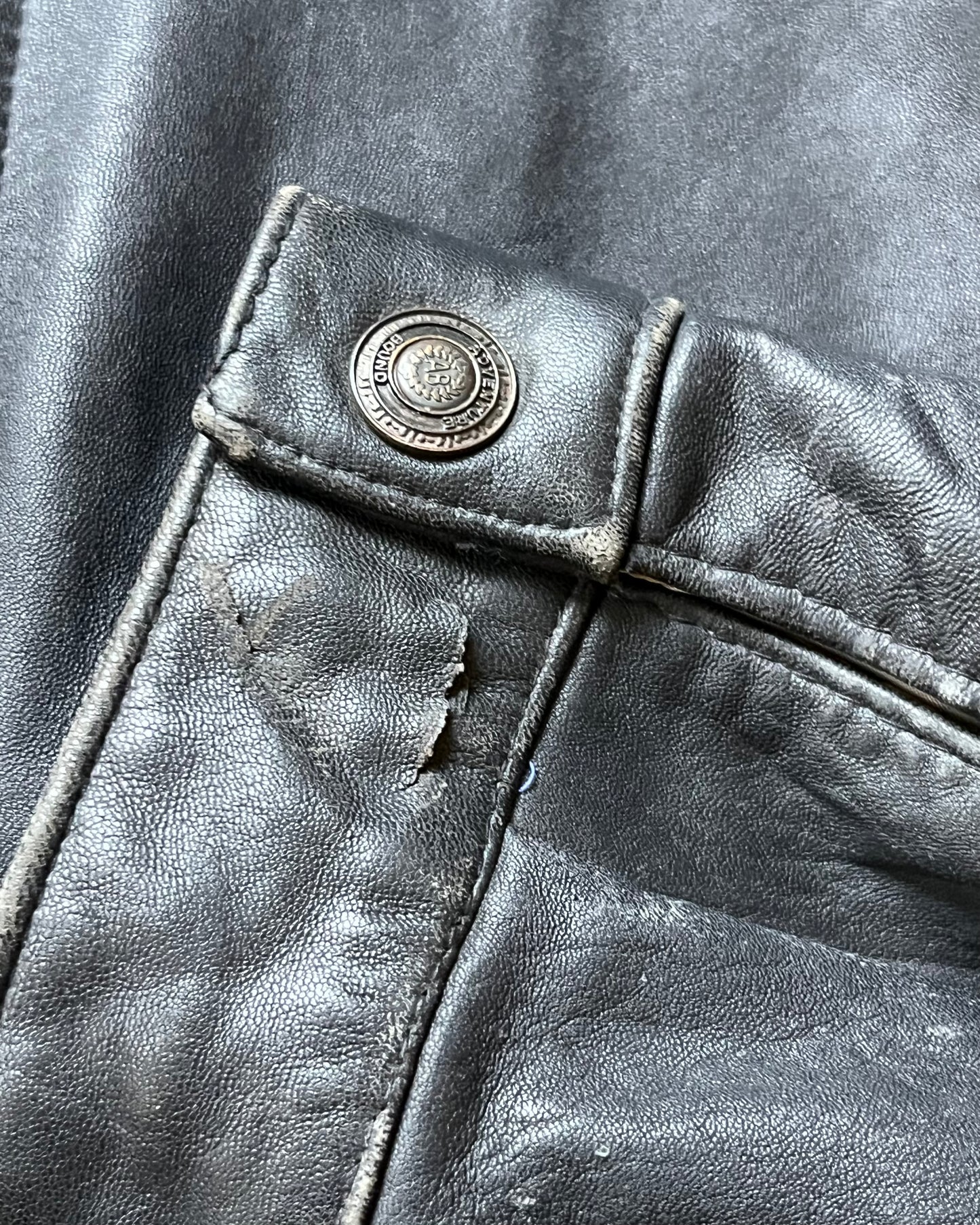 1990s - Black Aviator Leather Jacket - L/XL