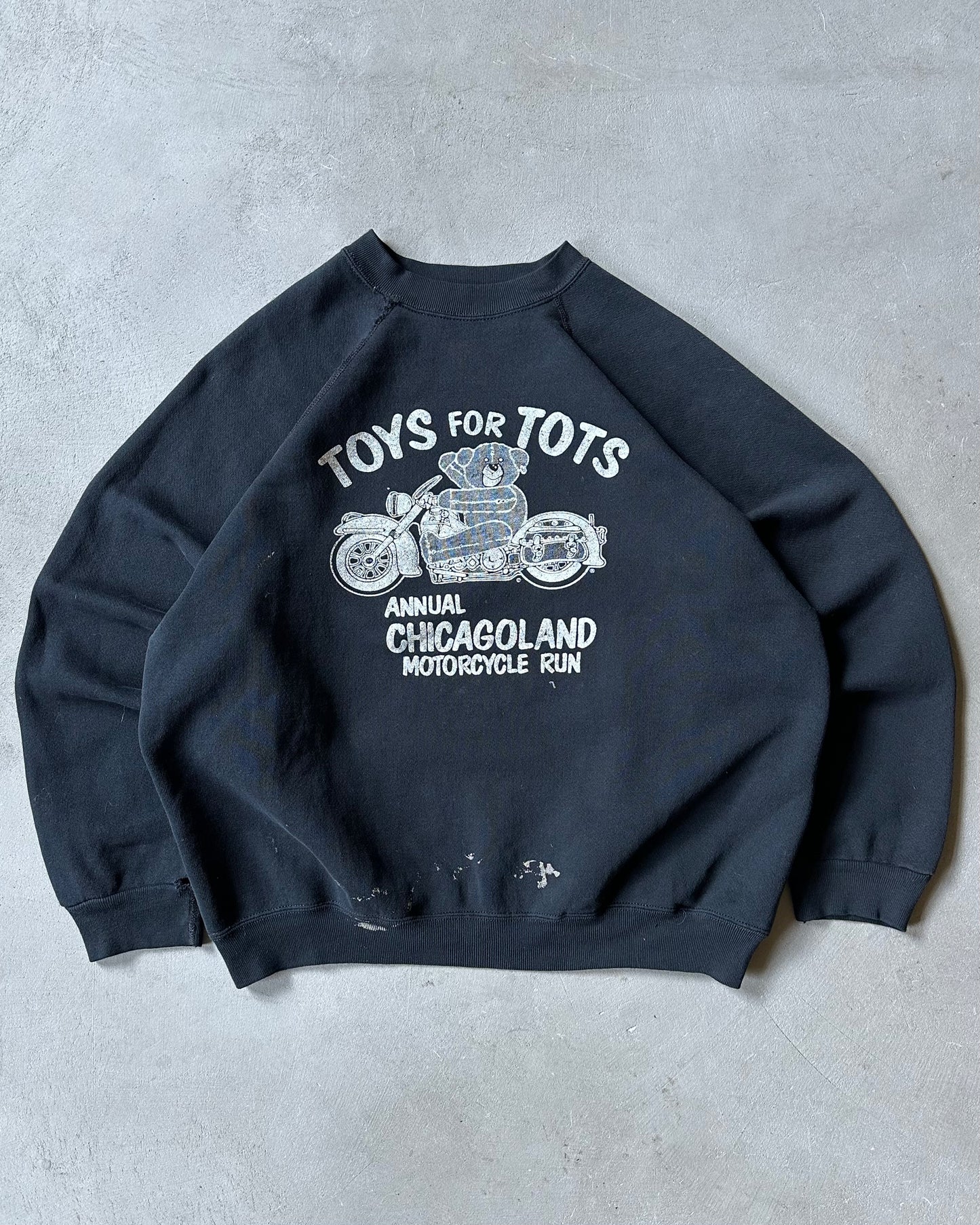 1980s - Distressed Black Toys For Tots Crewneck - L