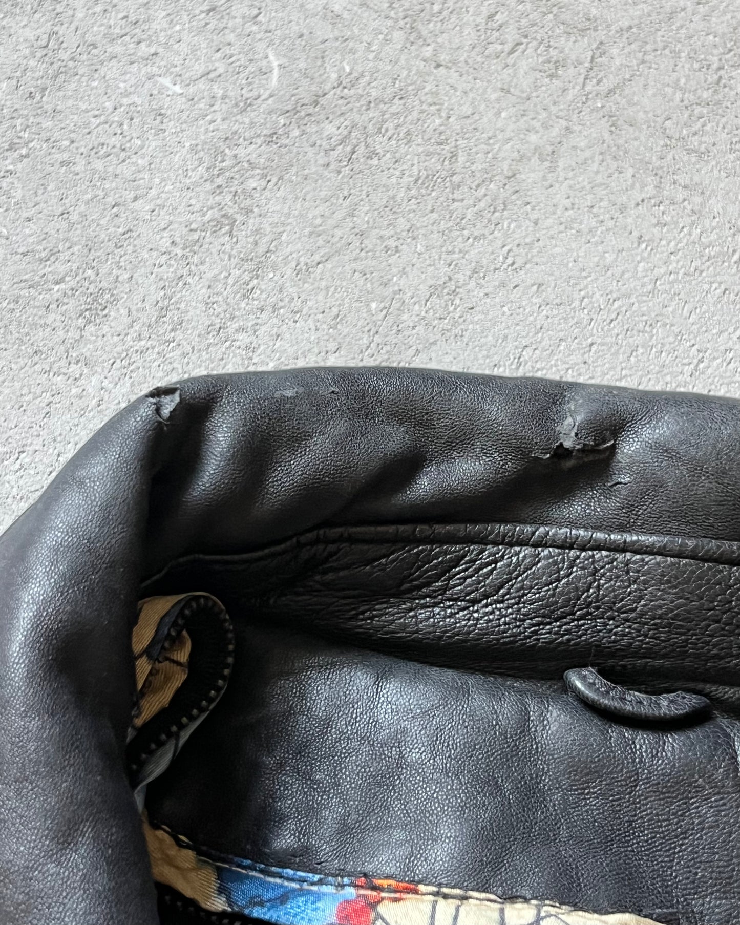 1990s - Black Aviator Leather Jacket - L/XL