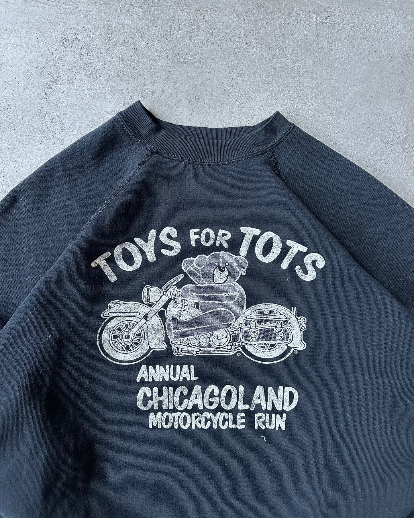 1980s - Distressed Black Toys For Tots Crewneck - L