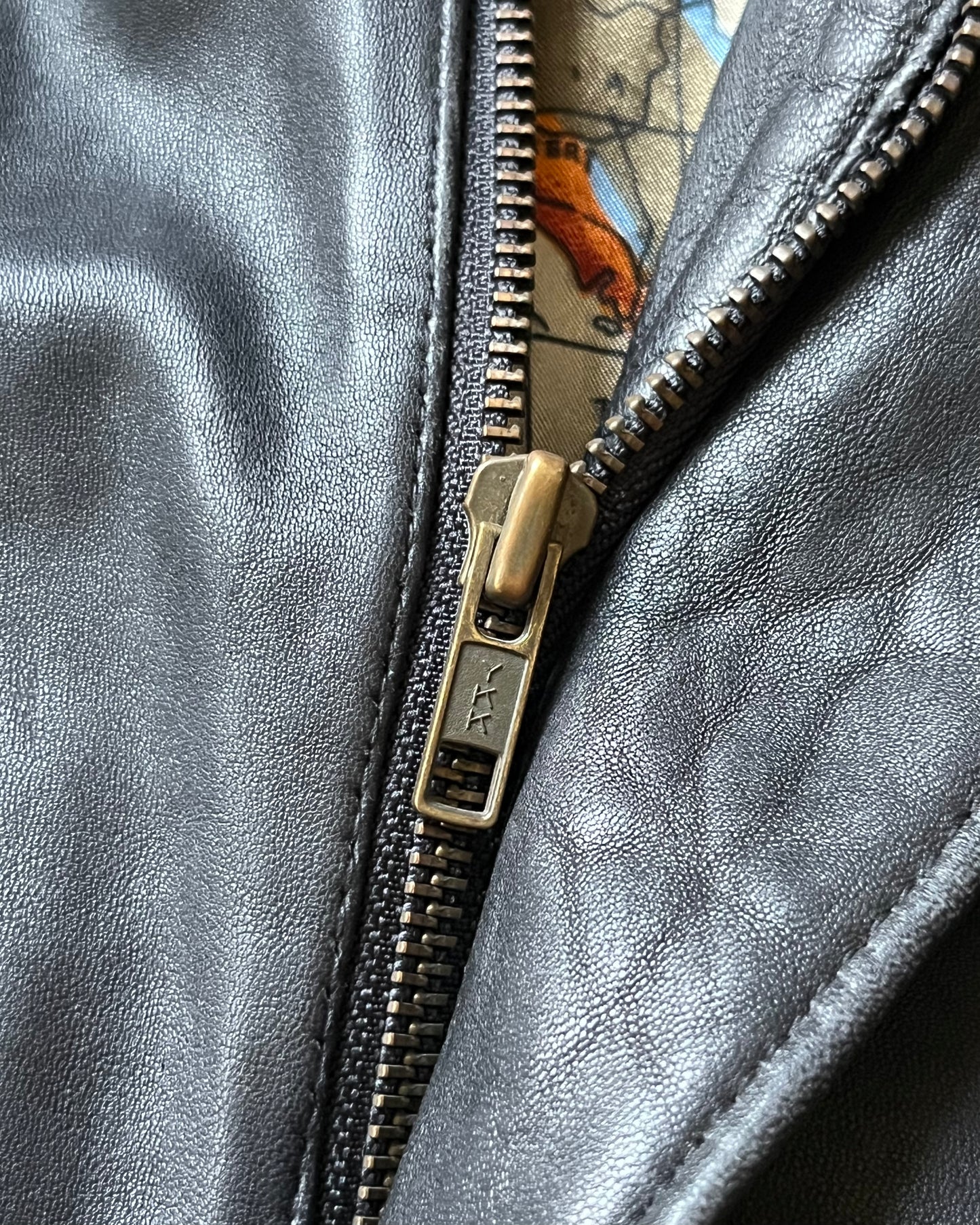 1990s - Black Aviator Leather Jacket - L/XL