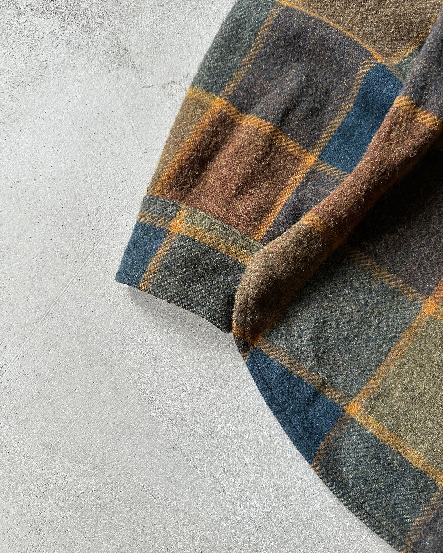 1970s - Navy/Brown Towncraft Wool Shirt - M