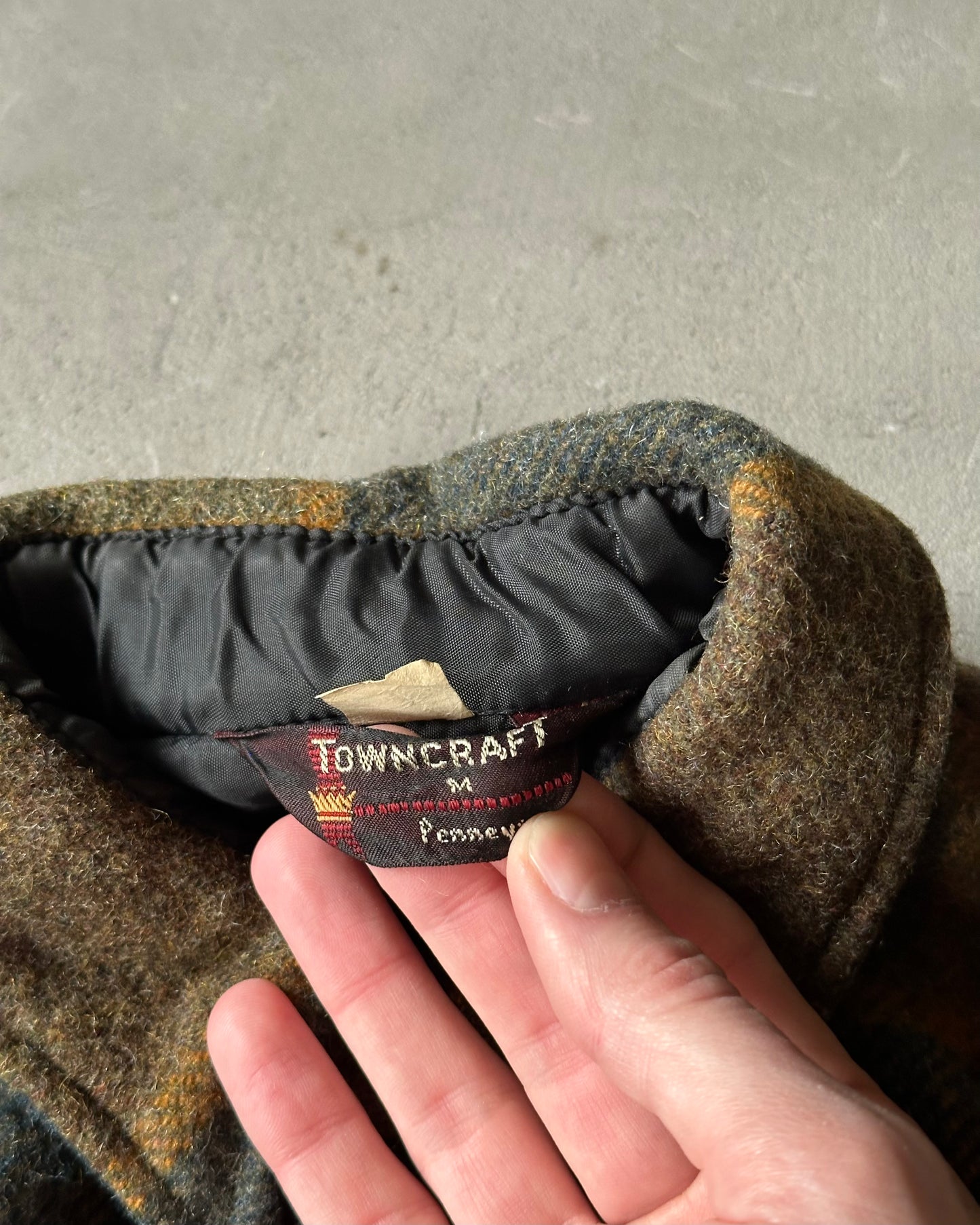 1970s - Navy/Brown Towncraft Wool Shirt - M
