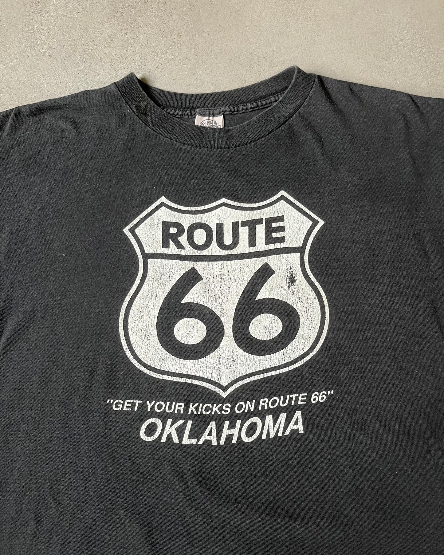 1990s - Distressed Black Route 66 T-Shirt - XL