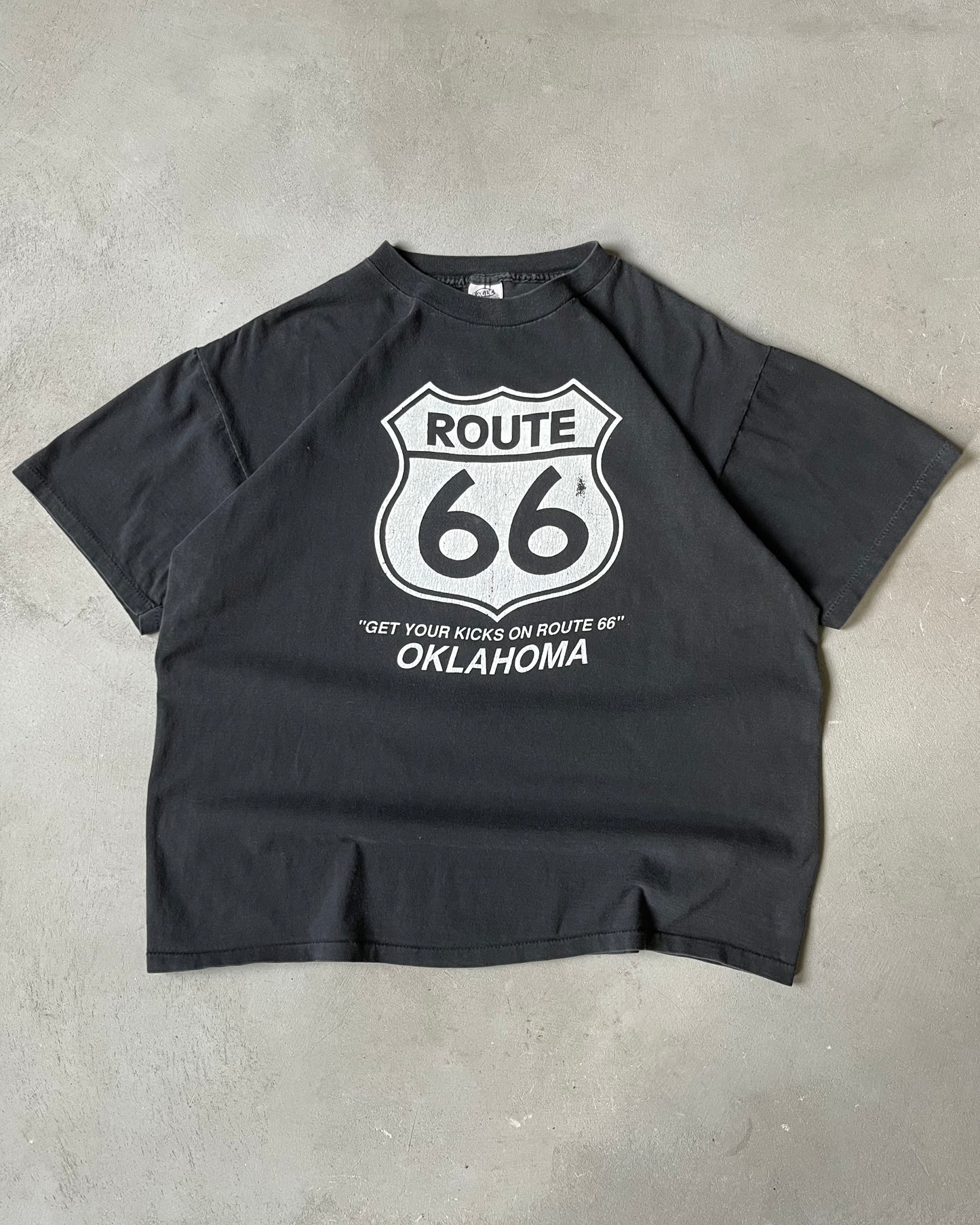 1990s - Distressed Black Route 66 T-Shirt - XL