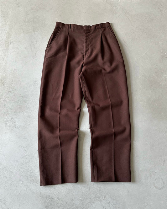 1970s - Brown Pleated Women's Trousers - 29x28